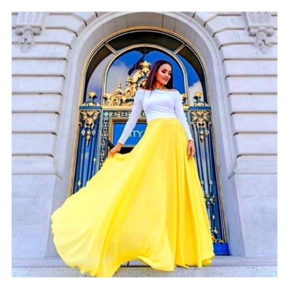 Yellow Chiffon Maxi Skirt - Picture 3 of 6